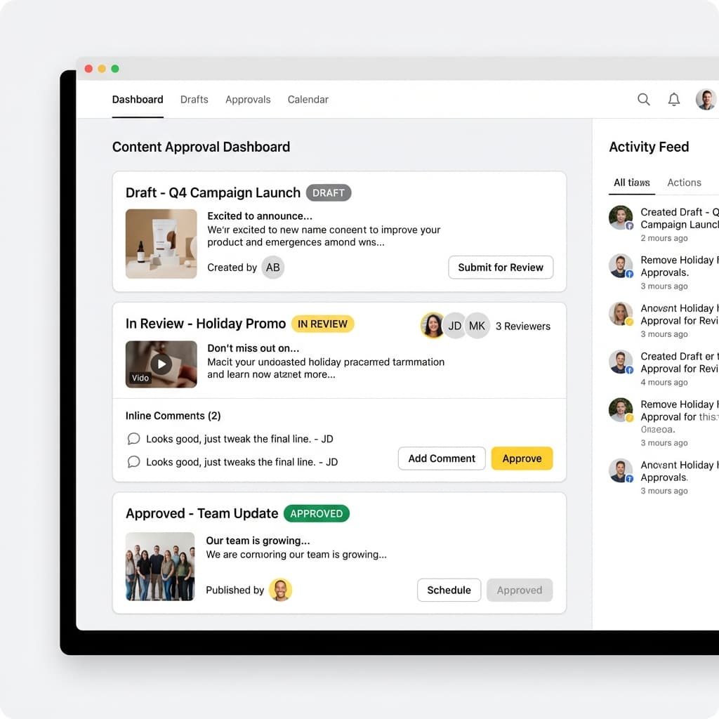 Social Media Approval Workflow Interface